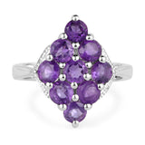 2.16 Carat Genuine Amethyst .925 Sterling Silver Ring