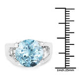 7.21 Carat Genuine Blue Topaz and White Cubic Zirconia .925 Sterling Silver Ring