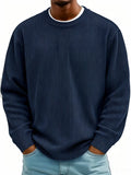 Mens Casual Long-sleeve Crew-neck Corduroy Sweatshirt