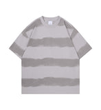 Tie-dye Washed Striped Short-Sleeve Mens Cotton T-Shirt