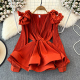 Ruffled-waist Blouse For Women Niche Style