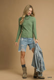 Umgee Textured Crinkle Knit Long Sleeve Top