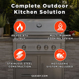Edgestar 89K BTU 36-Inch Built-In Grill With Rotisserie And LED Lighting (SAK49230)