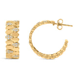 14K Yellow Gold Plated .925 Sterling Silver 3/8 Cttw Diamond Pave Pear Link J Hoop Earrings (H-I Color, I1-I2 Clarity)