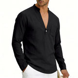 SpringAutumn Loose Linen Men's Casual Breathable Long-Sleeve