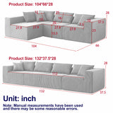104-Inch Corduroy  Modular L Shaped Sectional Sofa,Luxury Floor Couch Set,Upholstered Indoor Furniture,Foam-Filled Compressed Sofa for Living Room,Bedroom,4 PC Free Combination