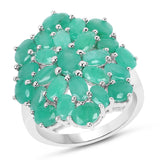 5.88 Carat Genuine Emerald .925 Sterling Silver Ring