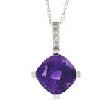 Amethyst Diamond Fashion Pendants 10KT White Gold