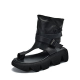 Roman High-Top Platform Sandals with Belt Buckle