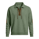 Mens Fashion Solid-Color Long-Sleeve Loose-Fit Sweatshirt