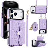 Phone Case Protective Leather Cover Crossbody Shoulder Strap Quilted Chanel-style