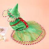 Pet Green Gauze Skirt Hat Suit Cute Dog Holiday Clothing