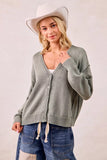 BiBi Washed Sweater V Neck Cardigan