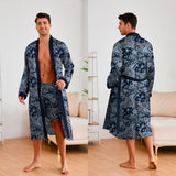 Printing Men's Robes Long Sleeve Shorts Suit