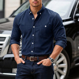 Mens Solid-Color Corduroy Long-Sleeve Base Shirt