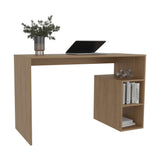 Solid 47' Natural Oak Wide Four Shelves Office Desk