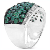 2.28 Carat Genuine Emerald & White Topaz .925 Sterling Silver Ring