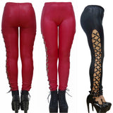 Punk-style Faux Leather Patent Leather Matte Cropped Pants