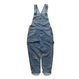 Retro Mens Distressed Denim Casual Suspender Overalls