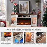 Nuvia Electric 70-Inch Fireplace TV Stand With Glass Door Storage Cabinet (SAK58627)