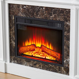 Electric Fireplace with Mantel, Fireplace Mantel, Fireplace Heater Freestanding, Realistic Stacked Stone Surround with Remote Control Timer LED Flame, White, 45.66"W*11.8"D*40"H