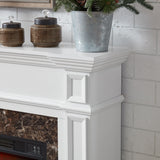 Electric Fireplace with Mantel, Fireplace Mantel, Fireplace Heater Freestanding, Realistic Stacked Stone Surround with Remote Control Timer LED Flame, White, 45.66"W*11.8"D*40"H