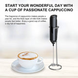 Electric Milk Frother Handheld with Stainless Steel Stand