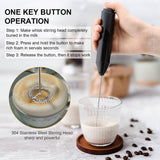 Electric Milk Frother Handheld with Stainless Steel Stand