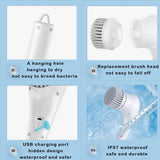 Electric Spin Scrubber Cordless Handheld Cleaning Brush with 5 Replaceable Brush Heads