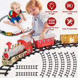 Electric Train Set Steam Locomotive Passenger Coach Coal with Sounds Light Railway