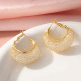 Elegant Crescent Mesh Hoop Earrings with Sparkling Cubic Zirconia