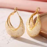 Elegant Crescent Mesh Hoop Earrings with Sparkling Cubic Zirconia