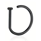 Elegant Punk-Style Stainless Steel Nose Rings - Clip-On Non-Piercing Design