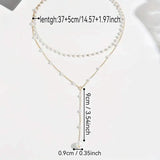 Elegant Vintage Style Double-Layer Pendant Necklace with Imitation Pearl Accents and Tassel Drop