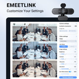 EMEET 1080P Webcam with Microphone, C960 Web Camera, 2 Mics, 90° FOV, USB Type-A & A-to-C Adapter, Plug&Play Computer Camera for Online Calling/Conferencing, Zoom/Teams/Facetime/YouTube, 2025 Version