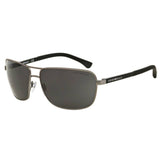 Emporio Armani EA2033 Gunmetal Rubber Aviator Sunglasses 64mm