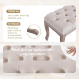 Entryway Wooden Bench, Upholstered Fabric Footstool
