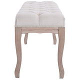 Entryway Wooden Bench, Upholstered Fabric Footstool