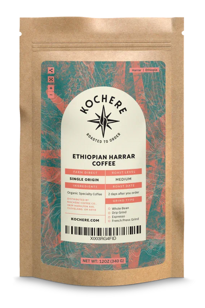 Kochere Coffee Ethiopian Harrar Natural Medium Roast - Fruity, Blueberry, Dark Chocolate Notes