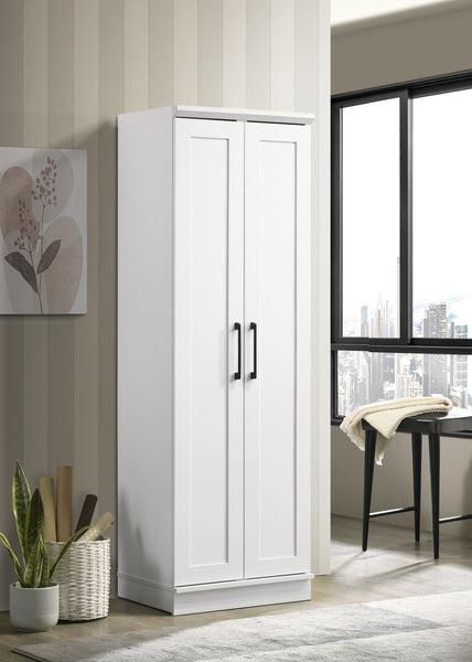 Evelyn 23" White Sleek Storage Cabinet with Framed Panel Design