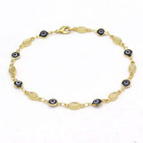 Evil Eye Anklet 10" Blue Plain Mariner High Polish