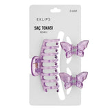 Eklips Lilac Butterfly Claw Hair Clip Set for Easy Styling