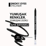 Flormar Smoky Eyes Carbon Black Waterproof Eyeliner - Rich Pigmentation for Stunning Eye Makeup | Ideal for Women and Teenagers