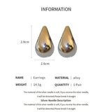 Exaggerate Big Water Drop Earrings For Women Gold Plated Metal Thick Teardrop Stud Earring French Style Top Quality Jewelry