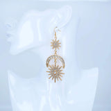 Exaggerated Luxury Sun Moon Stars Drop Earrings