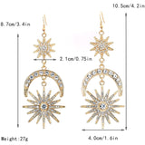 Exaggerated Luxury Sun Moon Stars Drop Earrings
