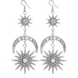 Exaggerated Luxury Sun Moon Stars Drop Earrings