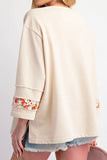 Exposed Seam Slit Floral Round Neck Blouse For women all sizes