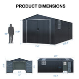 Alora Extra-Large Outdoor Galvanized Steel Outdoor Storage Shed With Skylight Roof (SAK42671)