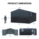 Alora Extra-Large Outdoor Galvanized Steel Outdoor Storage Shed With Skylight Roof (SAK42671)